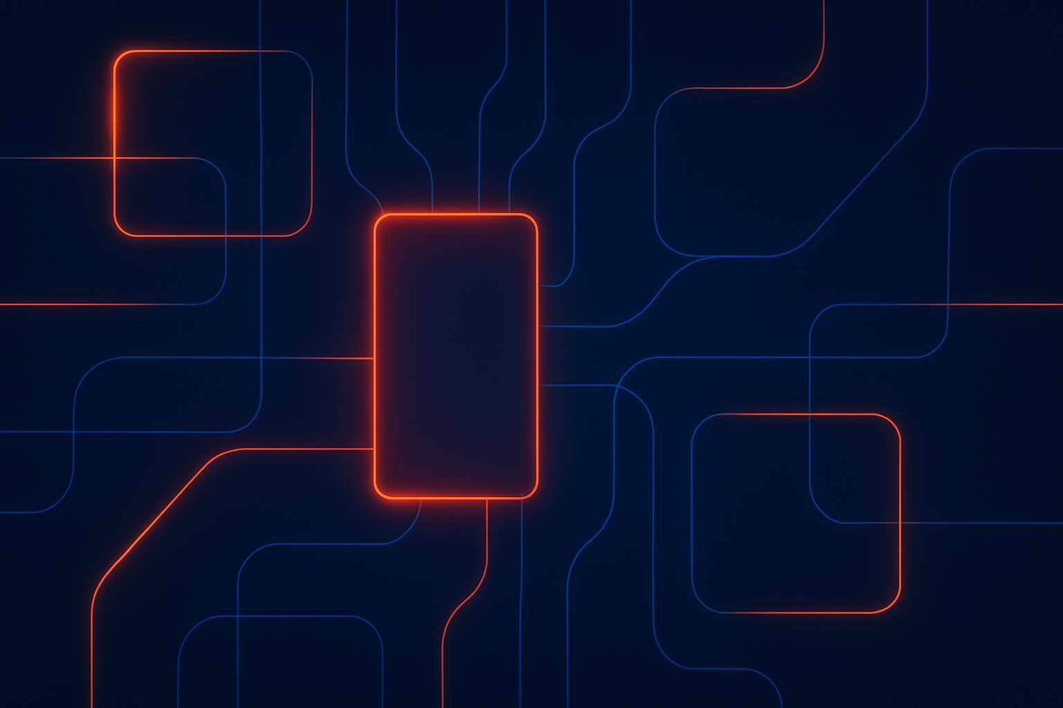 AI-generated illustration of neon geometric circuits